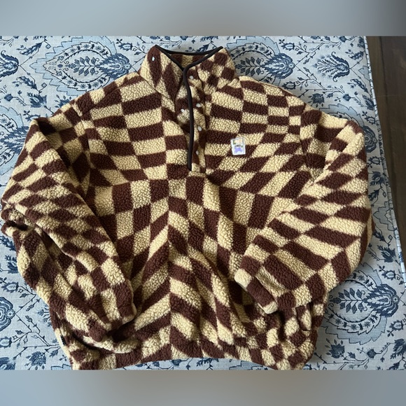 Obey Other - Obey Women's Fleece Jacket Wavy Pop Over Jacket Sepia Multi size S